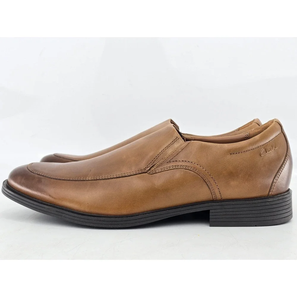 Clarks Whiddon Step Mens Size 13 Tan Leather Slip On Loafers -Excellent